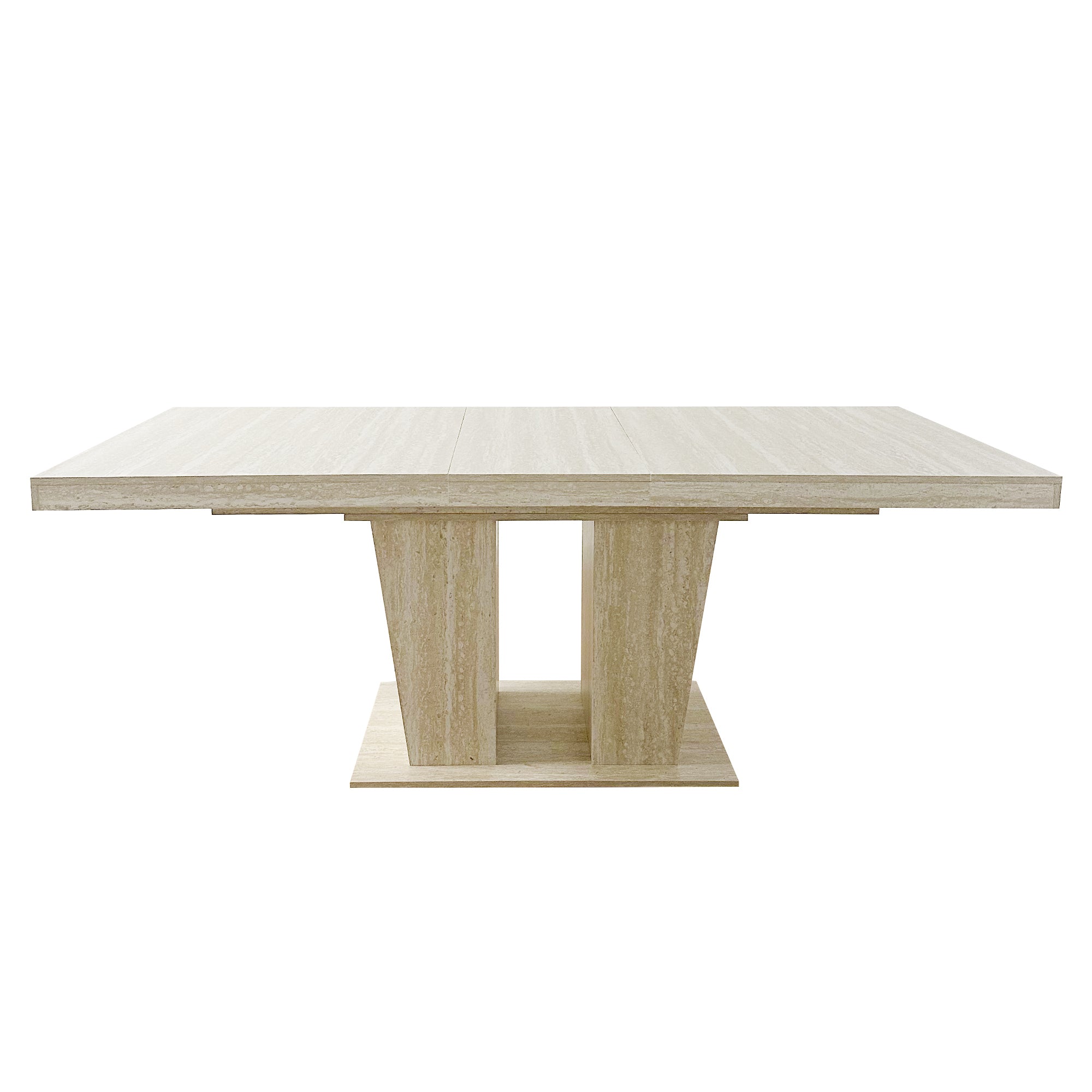 Rectangular extendable dining table, suitable for 6-10 people, with veined travertine pattern, dimensions 160-200 cm, simple and elegant. - Grand Goldman Shop