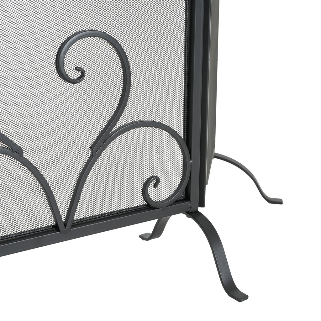 Onyx 3-Panel Iron Fireplace Screen 54' x 31.5', Black Finish - Grand Goldman Shop