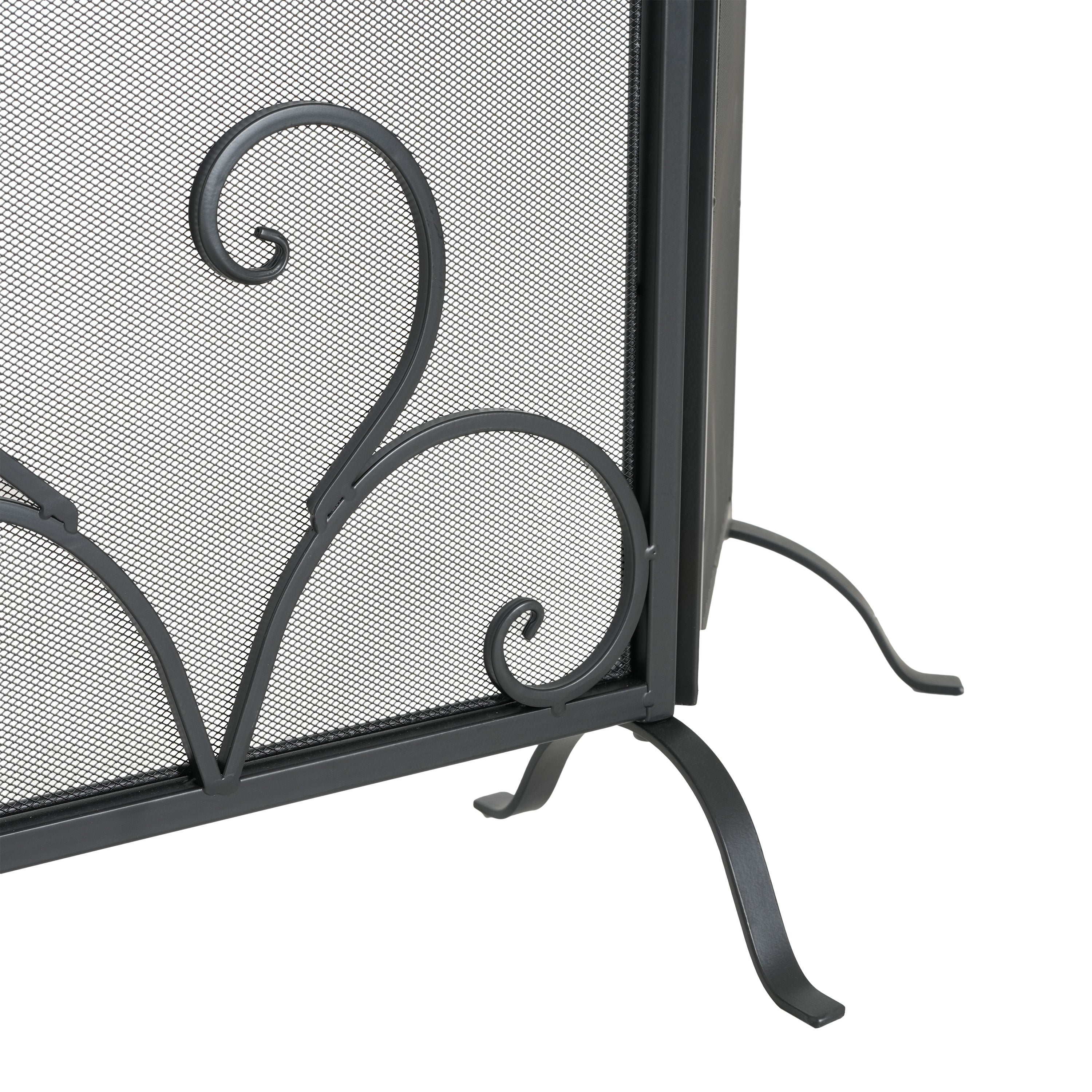 Onyx 3-Panel Iron Fireplace Screen 54' x 31.5', Black Finish - Grand Goldman Shop