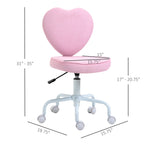 Pink Heart-Shaped Office Chair, Adjustable Swivel Chair for Bedroom & Vanity, Cute & Comfy Style | Premium Home Decor - Grand