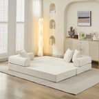 Comfy Convertible Folding Mattress Couch, Floor Sofa Bed, Chenille Floor Sofa with Armrest, Floor Sofa Lounge Couch for Living Room Bedroom Lounge Studio-Beige - Grand Goldman Shop