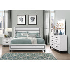 MIRAGE White 5PC King Bedroom Set with Rubber Wood and Slats - Grand Goldman Shop