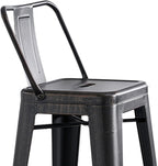 Modern Light Weight Industrial Contemporary Rustic Vintage Costal Metal Barstools with Bucket Back and 4 Leg Design, Seat Bar