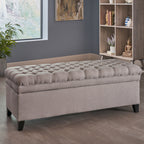 Juliana Light Gray Storage Ottoman Fabric 50 x 20.5 x 18.3 Inches - Grand Goldman Shop