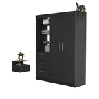 Kenya 2 Piece Bedroom Set, Armoire + Nightstand, Black - Grand Goldman Shop