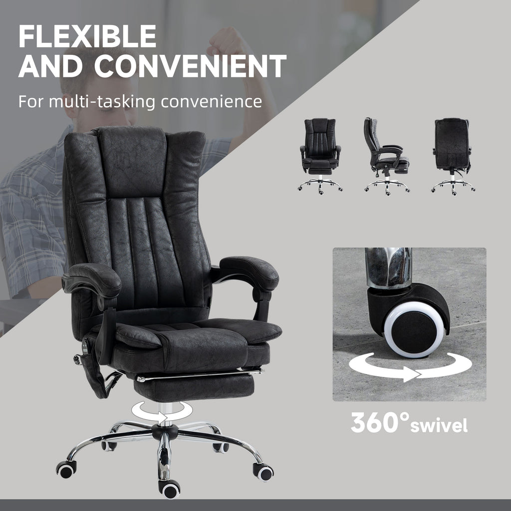 Vinsetto Microfiber Office Chair, High Back Computer Chair with 6 Point Massage, Heat, Adjustable Height and Retractable Foot