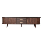 Mid-Century Modern TV Stand for 80' TV, Entertainment Center with Storage in Dark Brown, Solid Wood and MDF Construction, 70.8' L x 15.5' W x 18.1' H - Grand Goldman Shop