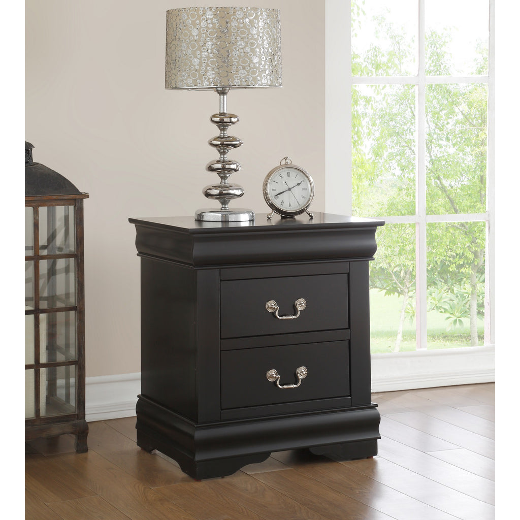 Louis Philippe Black Finish Nightstand - Grand Goldman Shop
