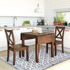 TOPMAX 3-Piece Wood Drop Leaf Breakfast Nook Dining Table Set with 2 X-back Chairs for Small Places, Walnut(old sku:SP0000164AAD) - Grand Goldman Shop