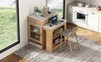 K&K 59.5'Kitchen Island with Extendable Dining Table, Kitchen Storage Table with Double-sided Storage, Kitchen Island with 2 Drawers, Power Outlet, Side Open Shelves, for Kitchen, Dining Room, Natural - Grand Goldman Shop