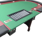 96' Luna Ultra Poker Table with Speed Cloth Racetrack Chip Tray Double DropBox Wooden Legs Green | Premium Home Decor - Grand