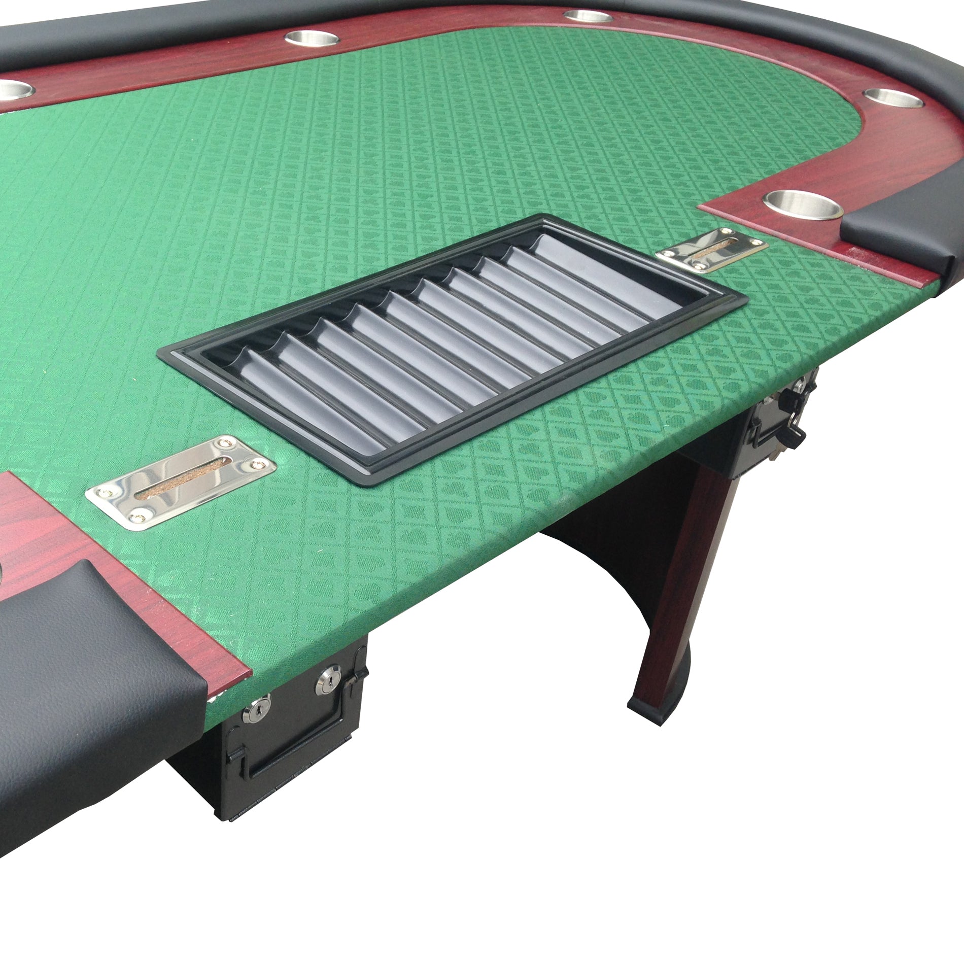 96' Luna Ultra Poker Table with Speed Cloth Racetrack Chip Tray Double DropBox Wooden Legs Green | Premium Home Decor - Grand