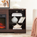 TV Stand Electric Fireplace TV Stand with Glass Shelves, 3D Fireplace TV Stand with LED Lights Wood with USB Charging Outlet Modern Television Table Center for TV up to 32-62' ESP 58''W*15.4''D*24.6 - Grand Goldman Shop