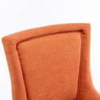 A&A Furniture,Ultra Side Dining Chair，Thickened fabric chairs with neutrally toned solid wood legs， Bronze nail head，Set of 2，Orange - Grand Goldman Shop