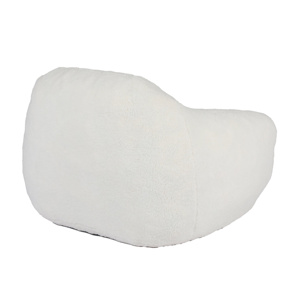 Giant Bean Bag Chair for Adults, Spacious Memory Foam Bean Bag Sofa with Armrests in Off White Teddy Fabric, Comfy Seating for Living Room or Bedroom - Grand Goldman Shop