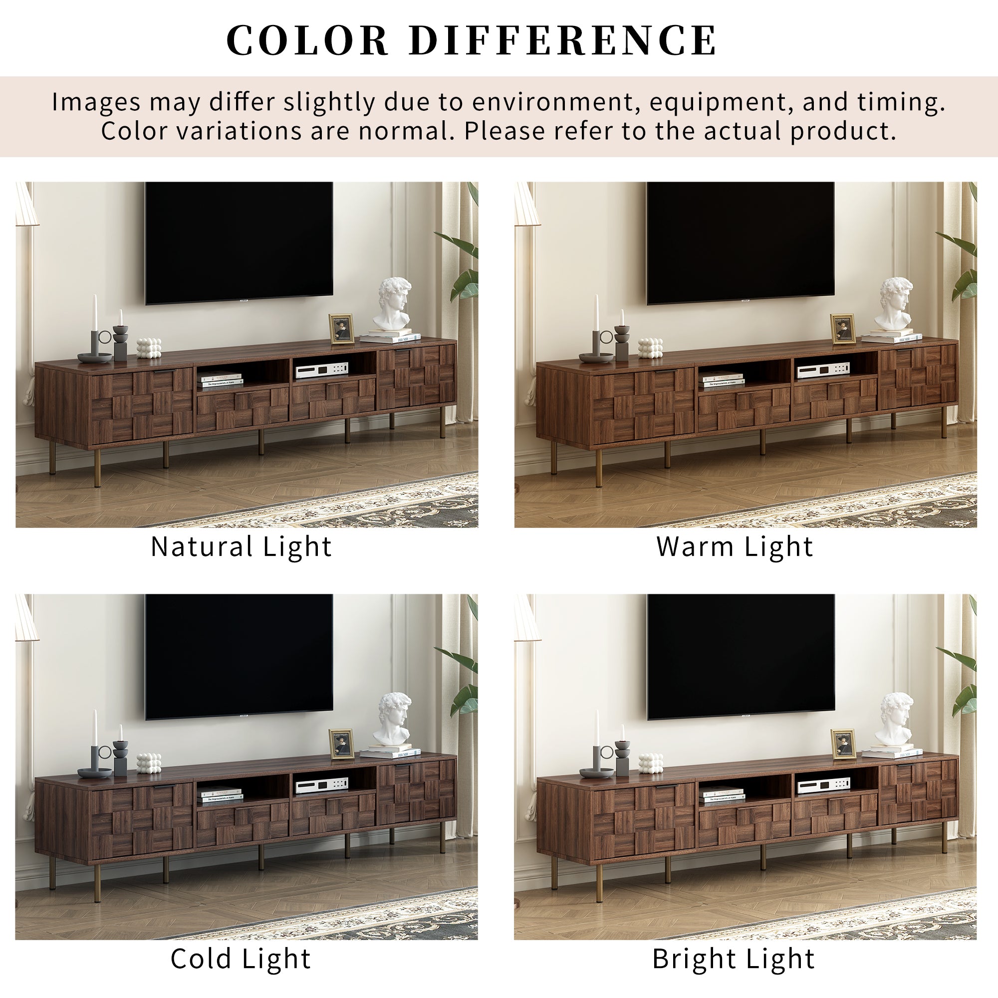 Mid Century TV Stand with 2 Drawers in Dark Brown, Media Console Table for TVs up to 85'', Made of Particle Board and MDF, 78.7'' x 15.7'' x 17.7'' - Grand Goldman Shop