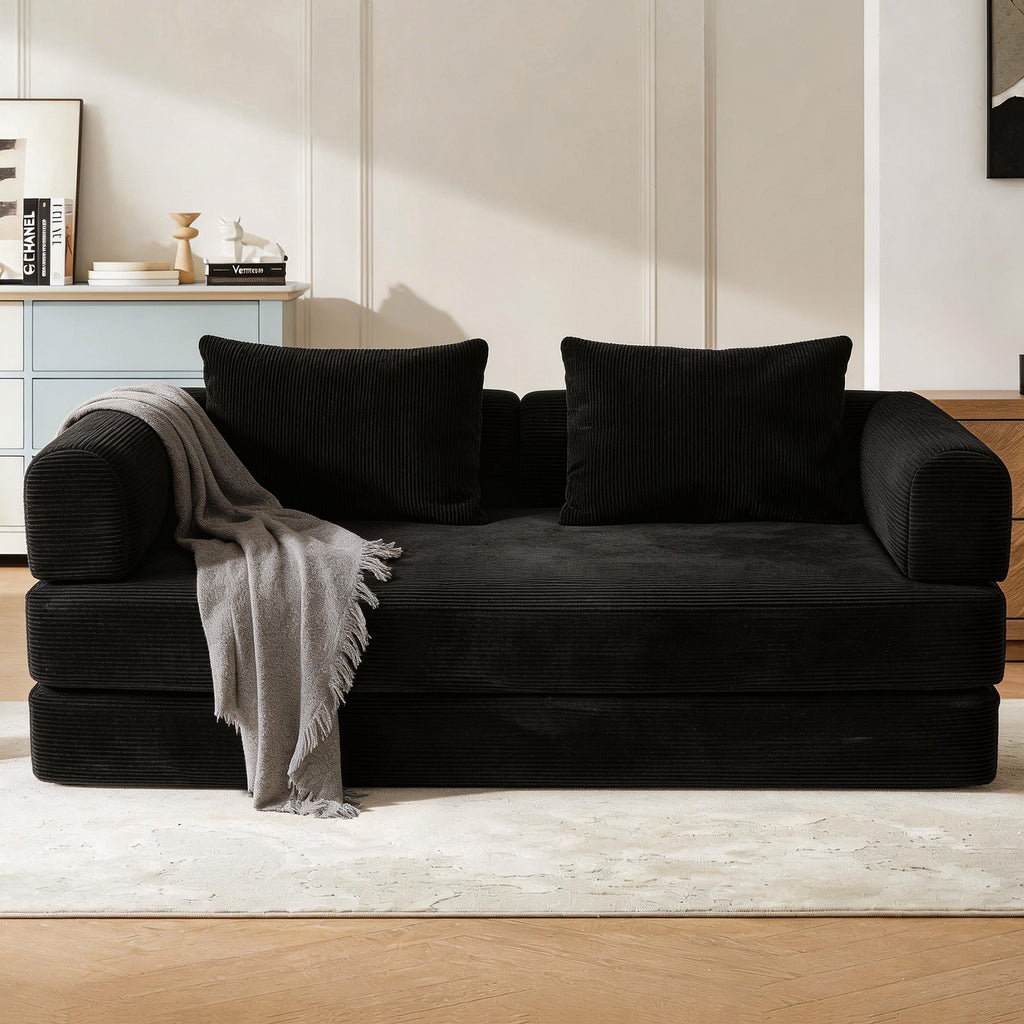 78 Inch Convertible Sleeper Sofa Bed, Futon Boneless Couch Lounge Loveseat with Pull Out Bed, No Assembly Required - Grand Goldman Shop
