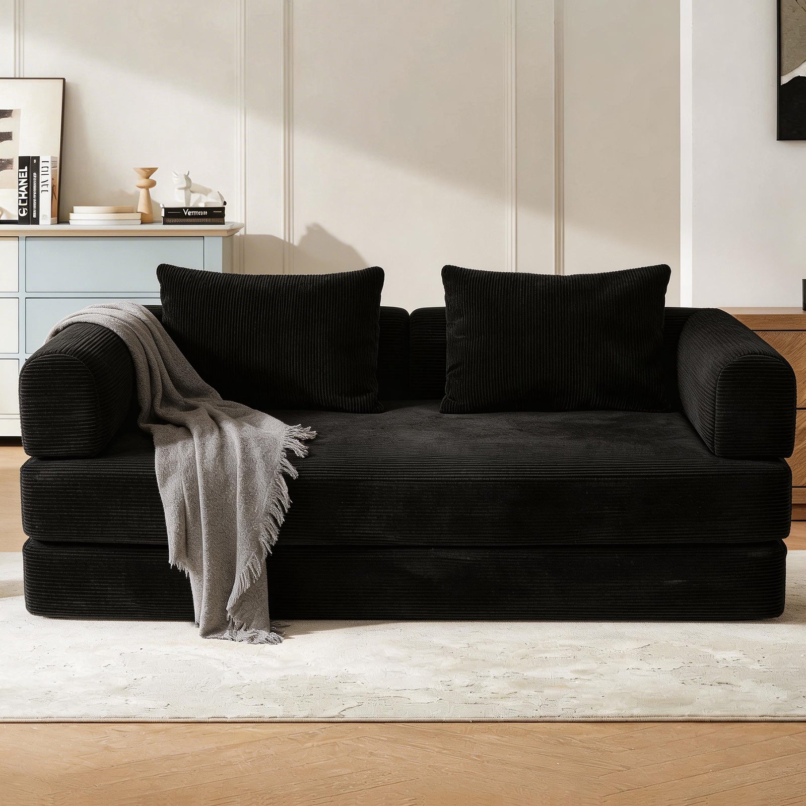 78 Inch Convertible Sleeper Sofa Bed, Futon Boneless Couch Lounge Loveseat with Pull Out Bed, No Assembly Required - Grand Goldman Shop