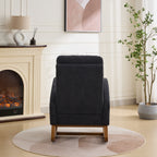 27.2'W Rocking Chair for Nursery, Polyester Glider Chair with High Back and Side Pocket, Rocking Accent Armchair with Rubber Wood Legs for Living Room/Bedroom.Black - Grand Goldman Shop