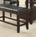 Counter Height 1pc Bench Dining Room Black Faux Leather Cushion Tufted Seat Wooden Base Comfort Seat Kitchen Dining - Grand Goldman Shop