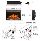23 inch electric fireplace insert, ultra thin heater with log set & realistic flame, remote control with timer, overheating protection - Grand Goldman Shop