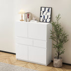 White wooden storage cabinet with 4 doors and 2 drawers - Grand Goldman Shop