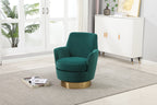 Velvet Swivel Barrel Chair, Swivel Accent Chairs Armchair for Living Room, Reading Chairs for Bedroom Comfy, Round Barrel Chairs with Gold Stainless Steel Base (Emerald) - Grand Goldman Shop