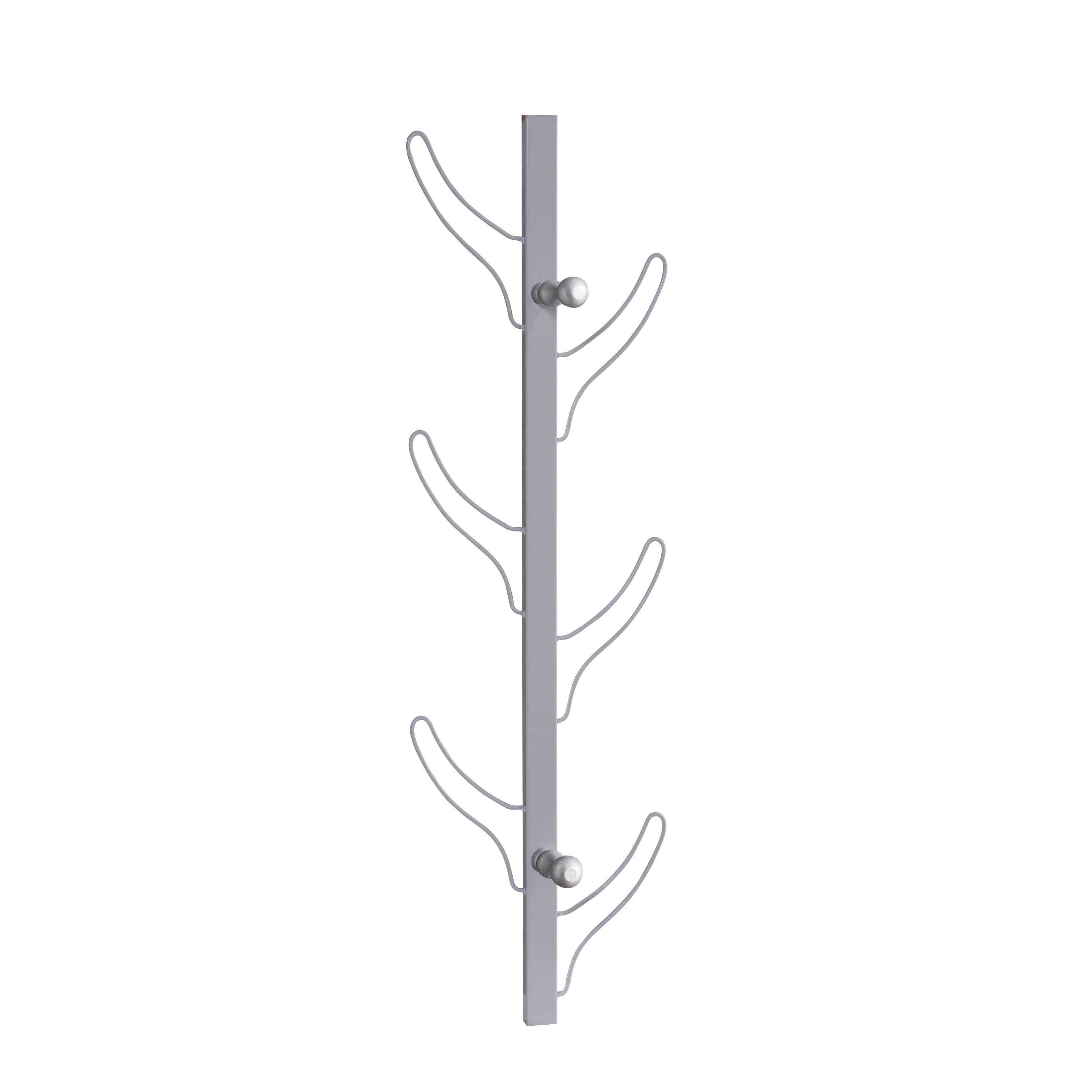 Vertical Eight Hook Coat Rack Wall Mount - Silver - Grand Goldman Shop