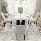 5-Piece Round Dining Table set, 43-Inch Modern Dining Table and 4 Upholstered Chairs for Dining Room, Kitchen Room, Living Room, Easy Assembly - Grand Goldman Shop