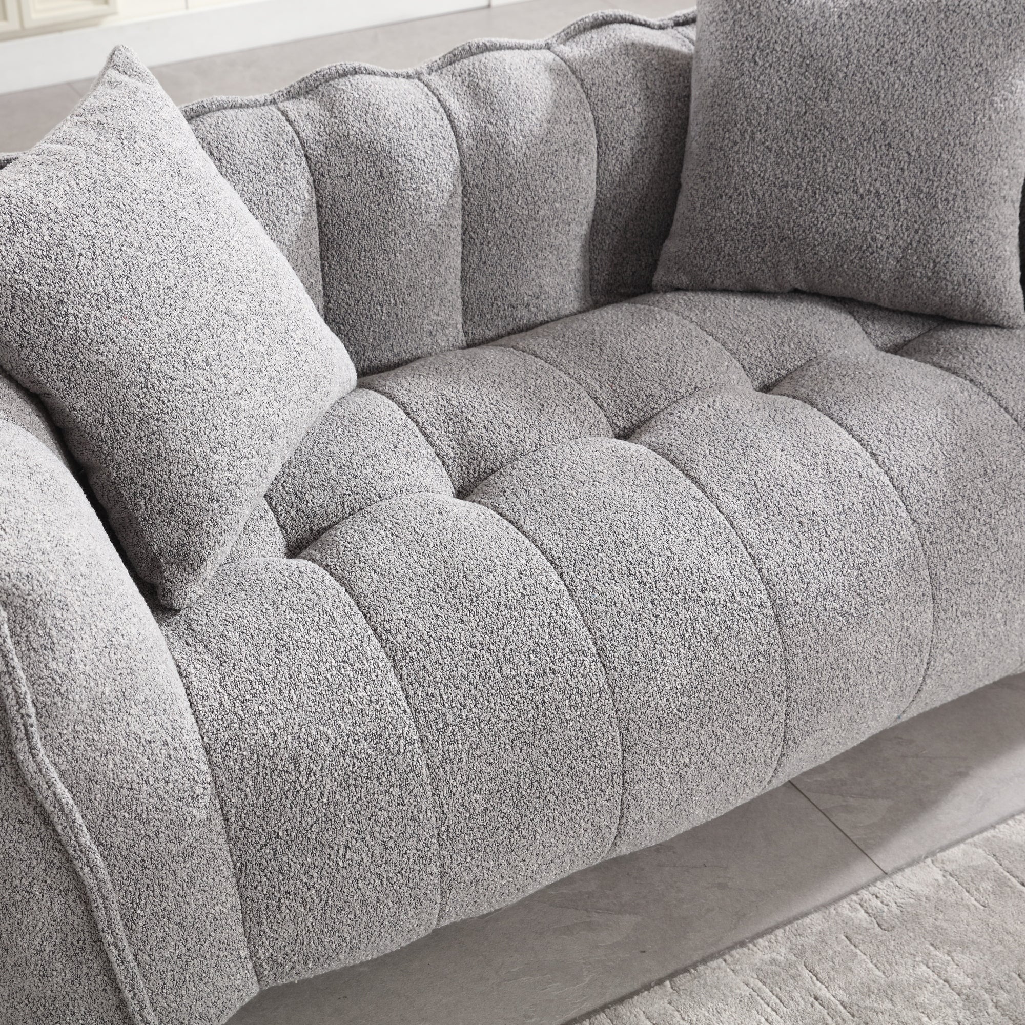 Cozy Beanbag Chair with High Resilience Foam Core for Two - Grey Chenille, 66x35x25 inches - Grand Goldman Shop