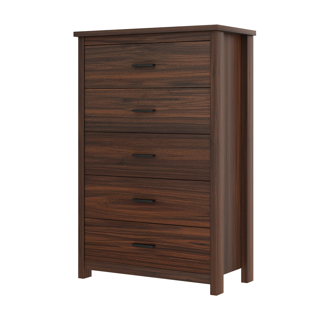 4PCS Bedroom Sets, Wooden Queen Size Bed Frame with Storage Headboard and Charging Station, 2 Nightstands with 2 Drawers, 1 Dresser with 5 Drawers, Walnut(old SKU HL000102AAD) - Grand Goldman Shop