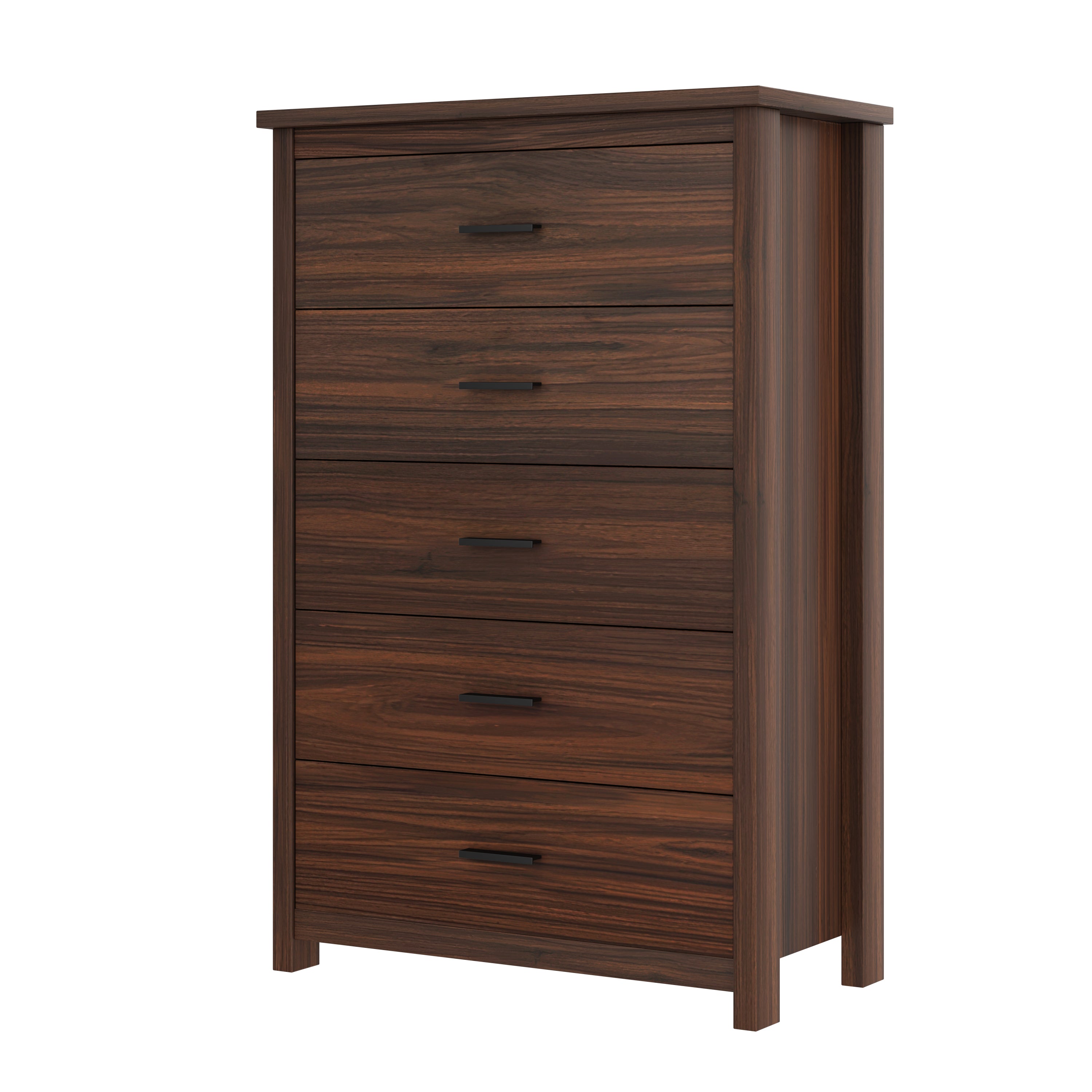 4PCS Bedroom Sets, Wooden Queen Size Bed Frame with Storage Headboard and Charging Station, 2 Nightstands with 2 Drawers, 1 Dresser with 5 Drawers, Walnut(old SKU HL000102AAD) - Grand Goldman Shop