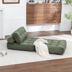 Folding Sofa Bed, Convertible Sleeper Chair with Pillow Foldable Mattress with Back Support, Portable Fold Out Chair Bed Comfy Floor Sofa Lounge for Living Room Bedroom, Green, Single - Grand Goldman Shop