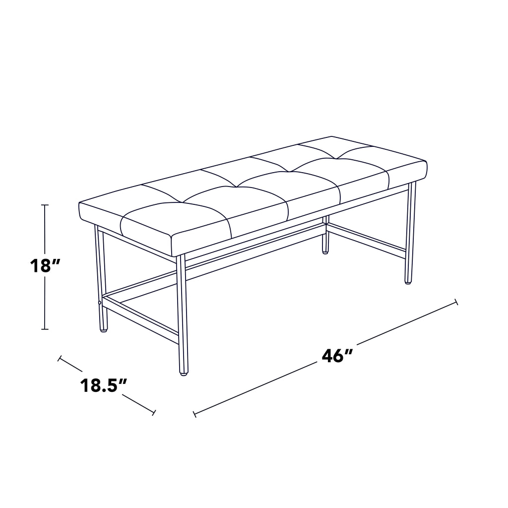 Bench in Black Metal and Black Faux Leather - Grand Goldman Shop