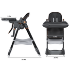 Adjustable Baby High Chair 0-6 Years – Portable Infant Feeding Seat with Safety Belt, Silent Lockable Wheels, Black - Grand Goldman Shop
