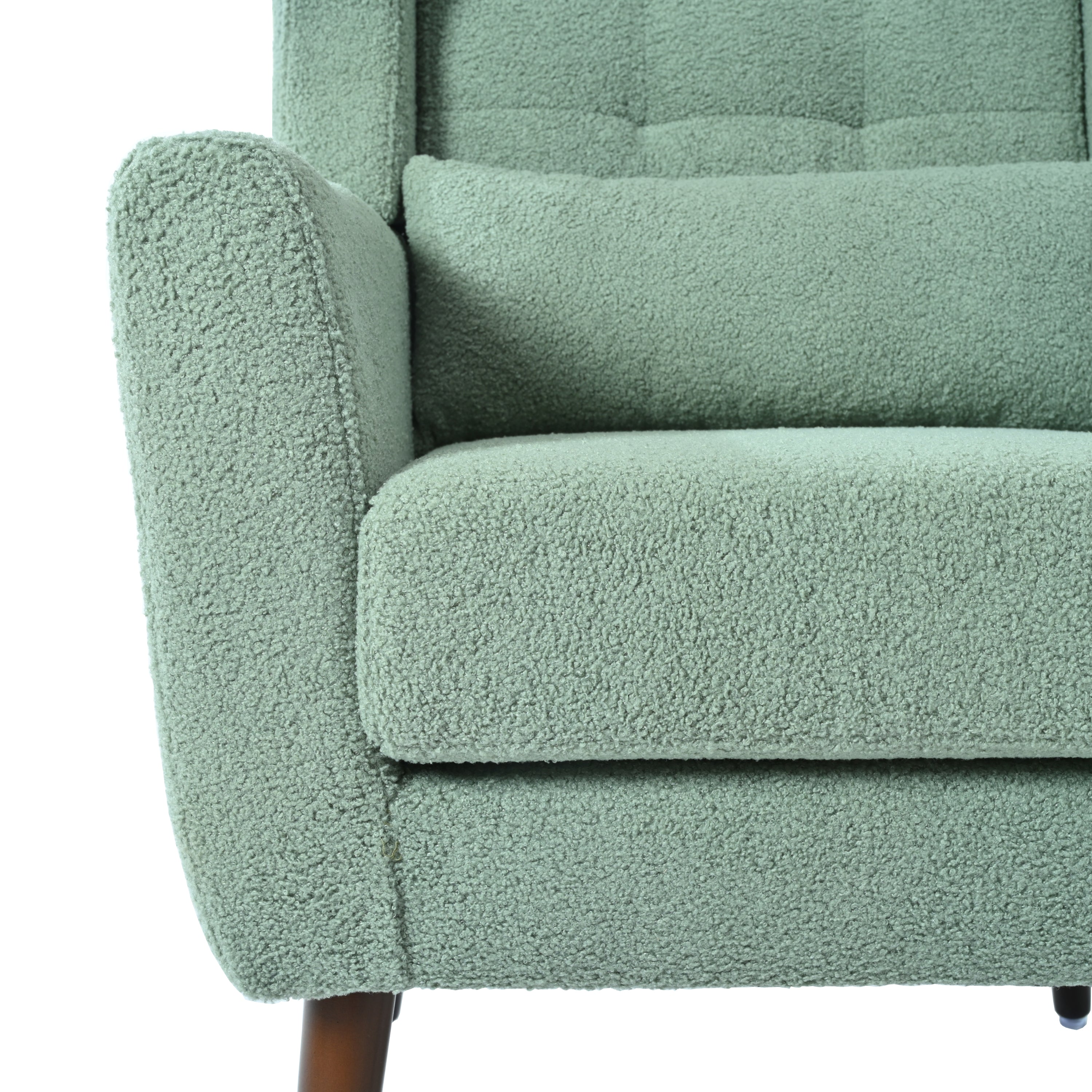 Modern Accent Chair,Teddy Fabric Living Room Chairs Comfy Reading Chair,Mid Century Accent Chair, Lounge Arm Chairs Armchair for Living Room Bedroom (Light Green) - Grand Goldman Shop