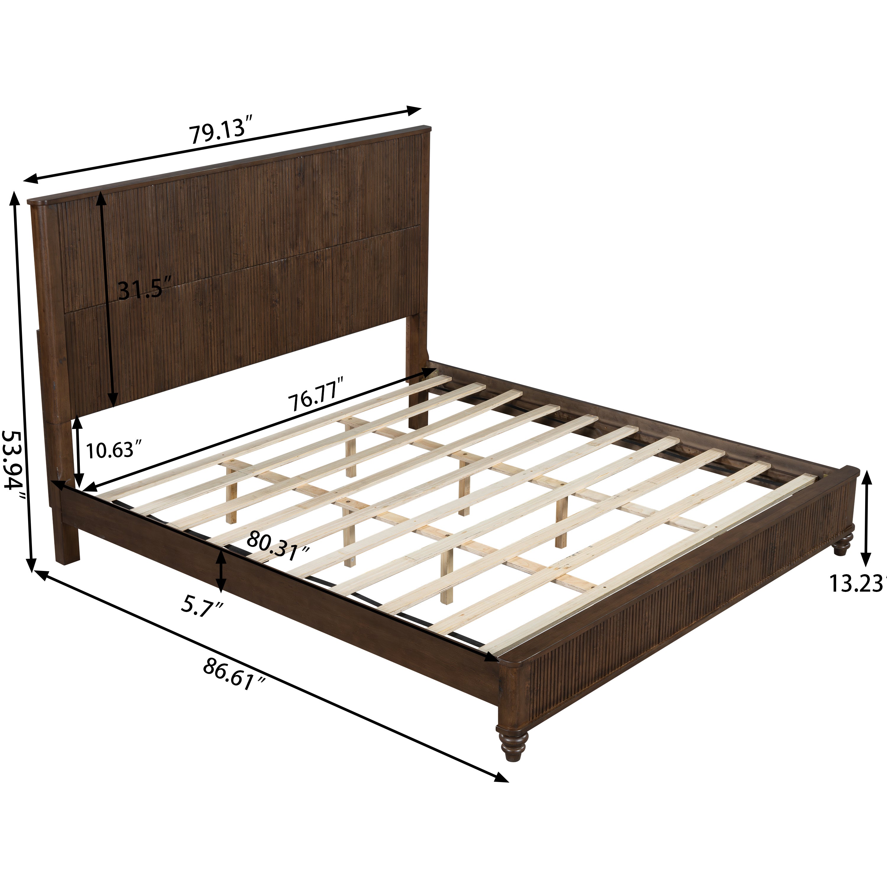 3-Piece Bedroom Set with King Bed and 2 Nightstands, Walnut Brown - Grand Goldman Shop
