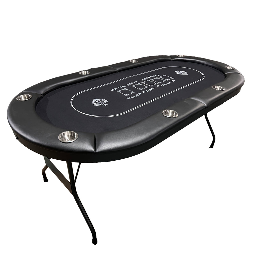 INO Design 71 inches Foldable Poker Table Portable for Casion Texas Hold'em Games with Black Felt - Grand Goldman