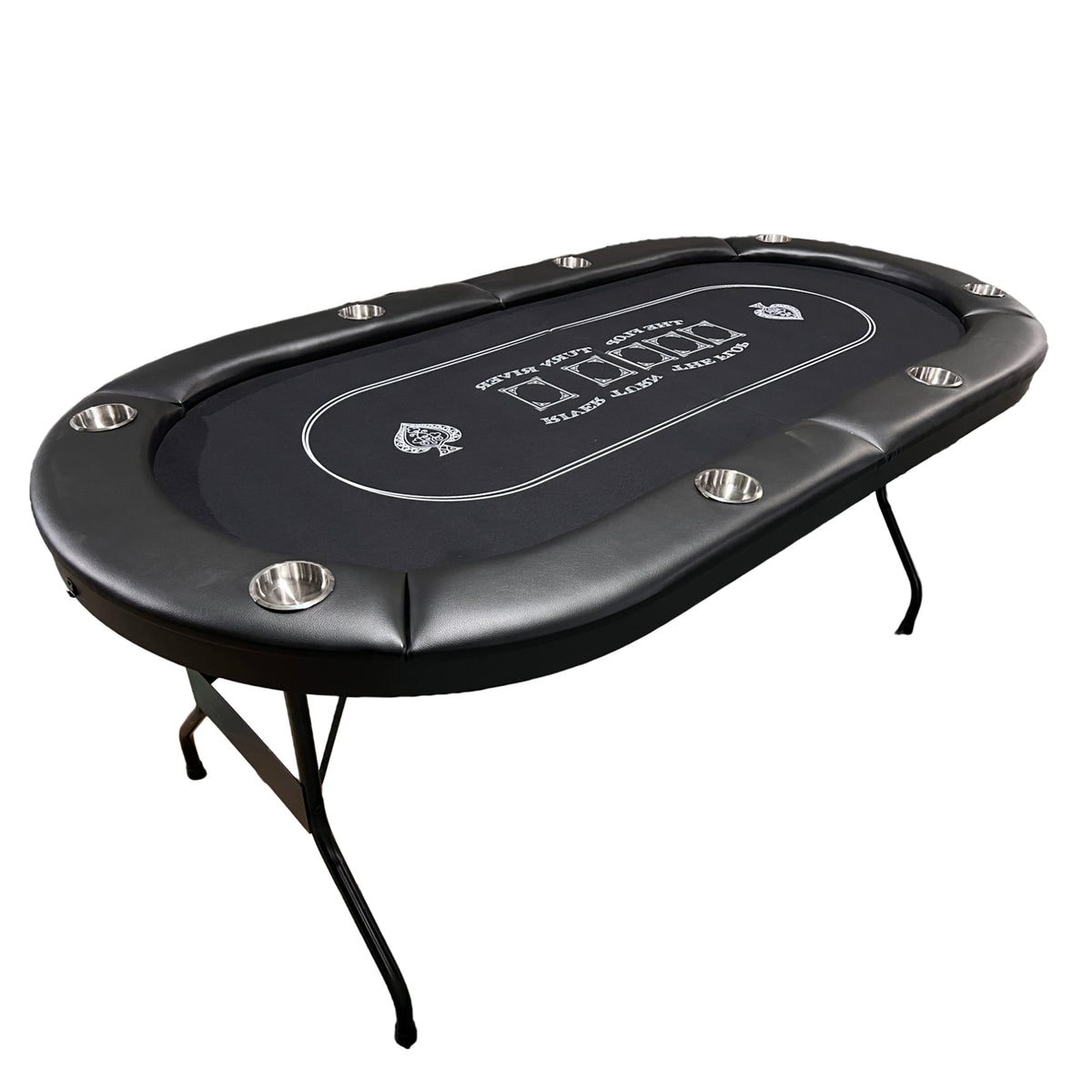 INO Design 71 inches Foldable Poker Table Portable for Casion Texas Hold'em Games with Black Felt - Grand Goldman
