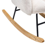 Rocking Chair Nursery, Glider Rocking Chair with Soft Seat and High Backrest, 250 lbs Weight Capacity Teddy Fabric, Upholstered Glider Rocker Chair for Nursery, Bedroom, Living Room, Ivory White - Grand Goldman Shop