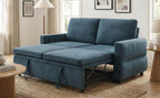 Convertible Sofa Bed 62.75' Loveseat with Adjustable Backrest and USB Ports in Blue Chenille Fabric - Grand Goldman Shop