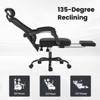 Ergonomic Office Chair with Footrest, Mesh Office Desk Chair with Headrest, High Back Computer Chair with Adjustable Lumbar S