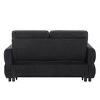 Black Convertible Sofa Bed Loveseat with Adjustable Backrest and USB Ports, 62.75' Chenille Upholstered Couch for Living Room or Small Space - Grand Goldman Shop