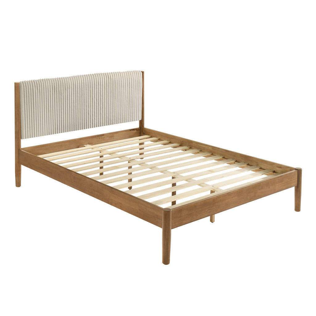Vichy 2-Piece Rubberwood Corduroy Bedroom Set, Platform Bed with Nightstand, Queen - Grand Goldman Shop