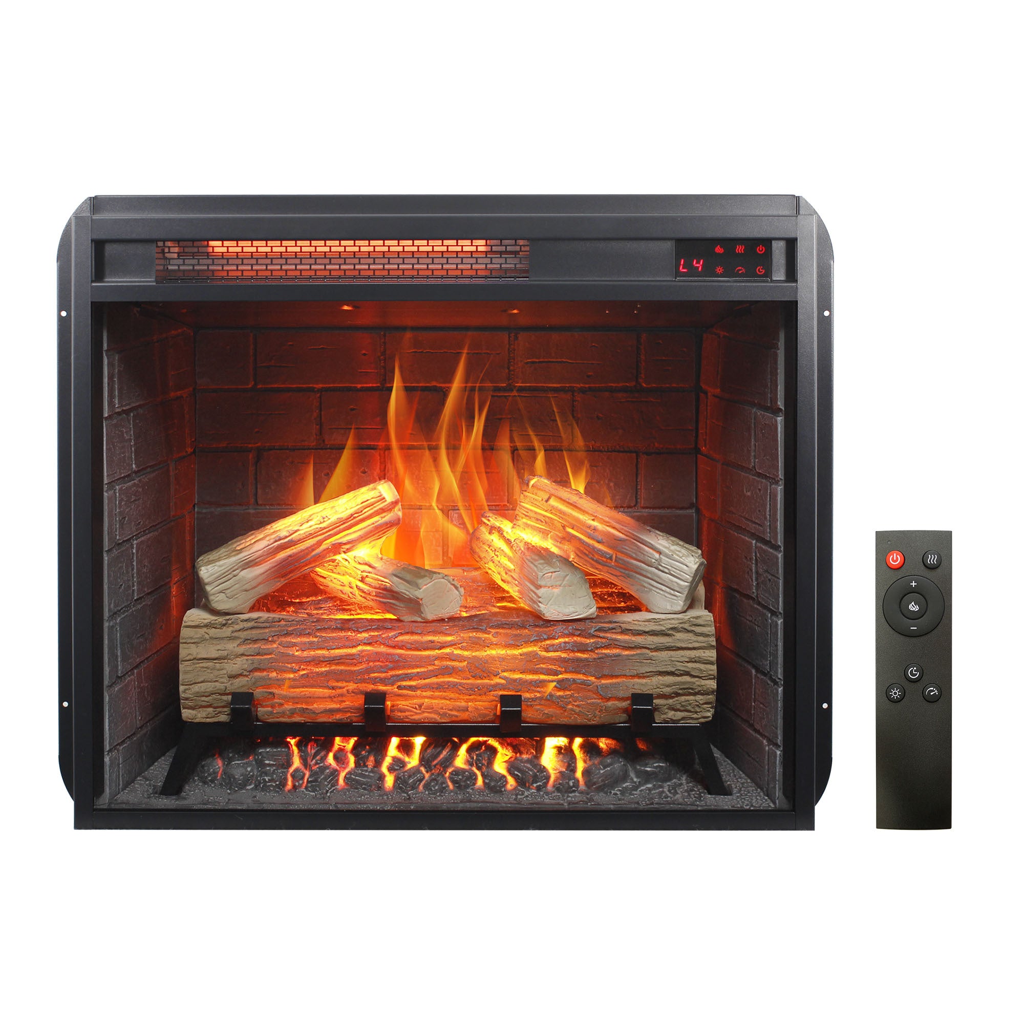 23 inch Infrared  heating electric fireplace insert, with log set & realistic flame, remote control with timer, overheating protection - Grand Goldman Shop