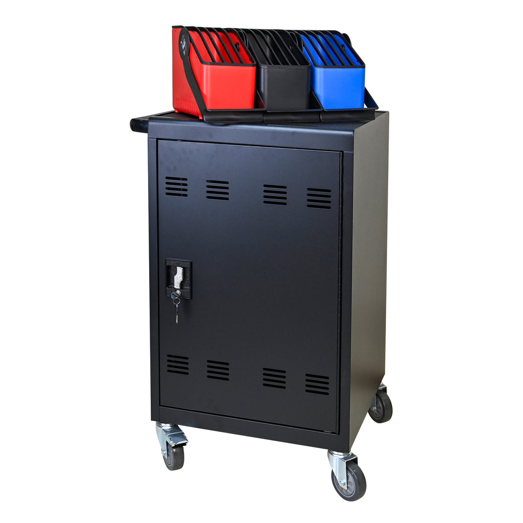 32-Bit-Device Charging Trolley for Tablets and Laptops with Cable Management, Removable Doors, Matte Black Metal - Shop Quali