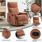 Orange Heat Massage Manual Recliner Chair with Rocker and Swivel in Fabric for Living Room - Grand Goldman Shop