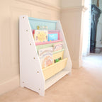 Kids Funnel Charlie White Kids Wooden Canvas Sling Magazine Bookcase - Grand Goldman