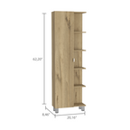 Urano Mirror Linen Cabinet, Four Interior  Shelves, Five External Shelves -Light Oak - Grand Goldman