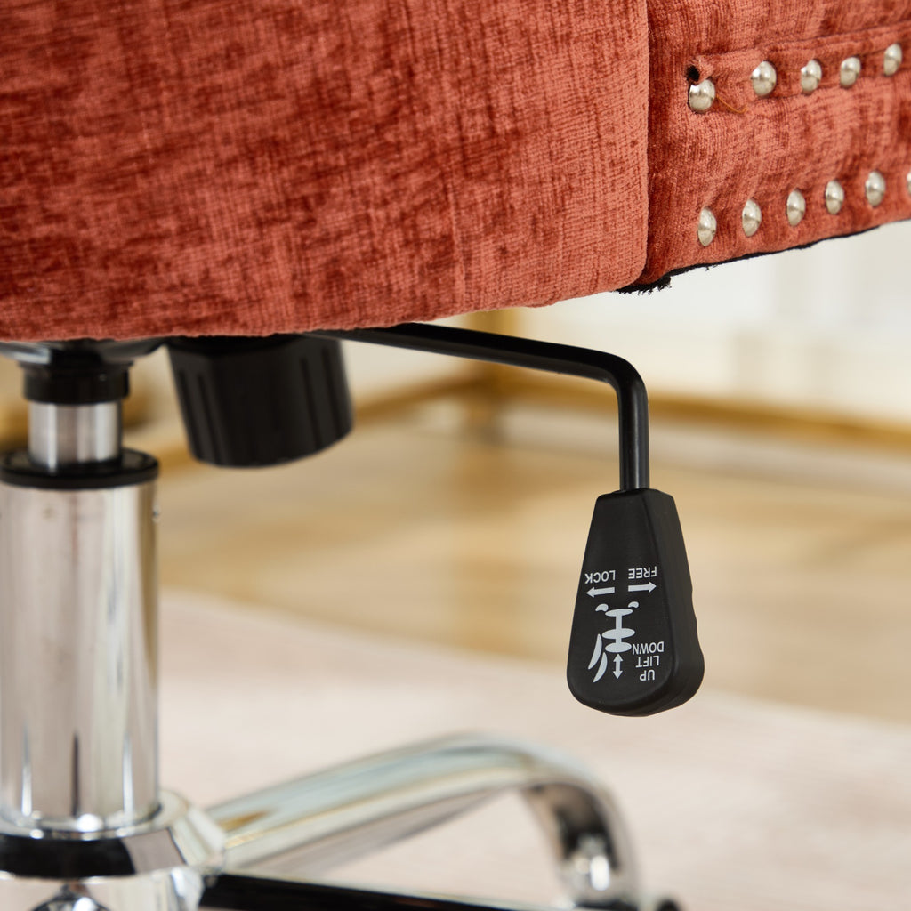 A&A Furniture Office Chair,Modern Chenille Upholstered Tufted Button Home Office Chair with Chrome Metal Base,Adjustable Desk